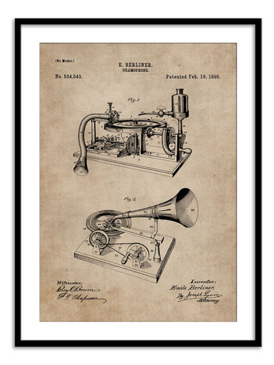 Wall Prints - Patent Document of a Gramophone