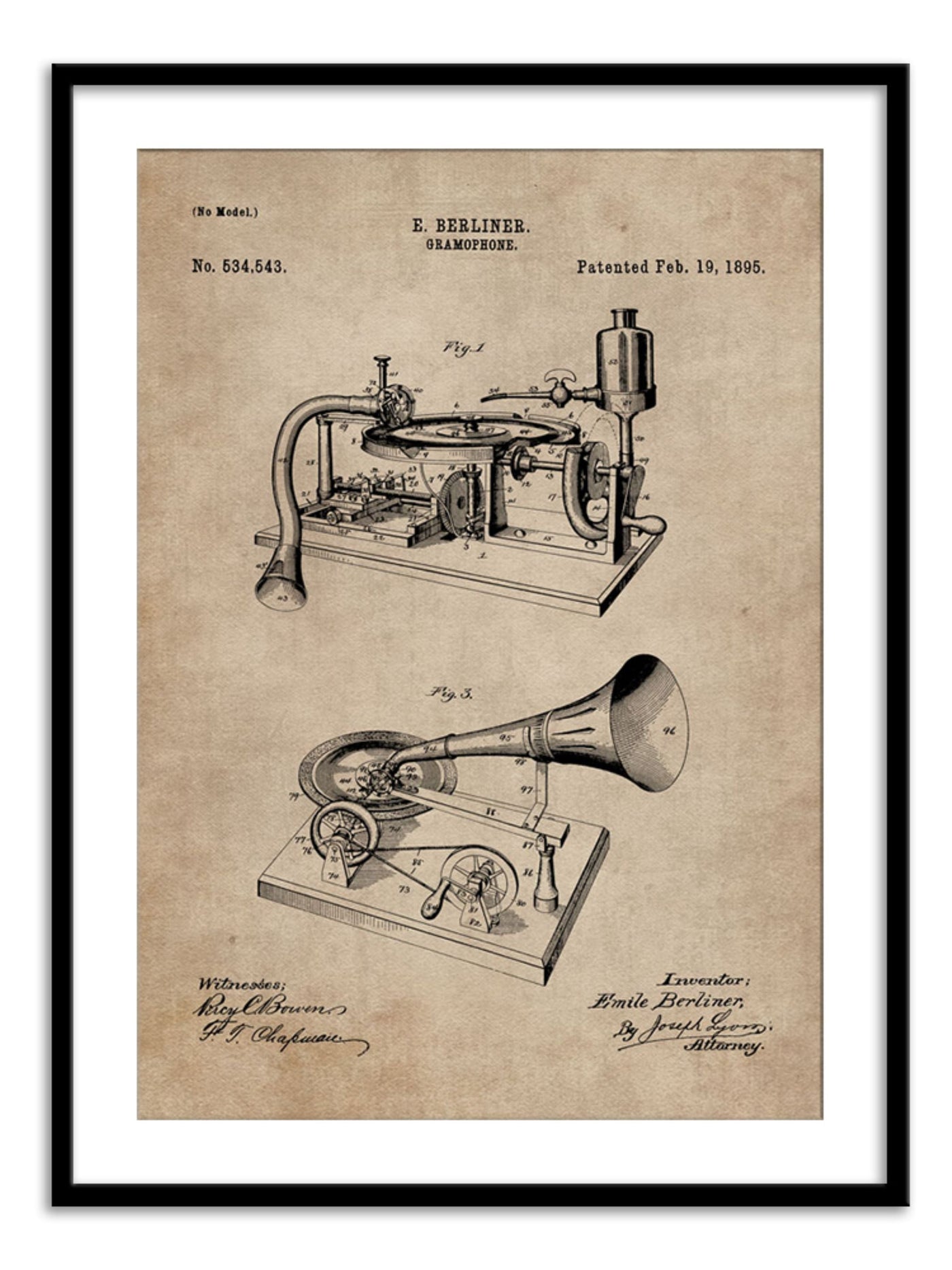 Patent Document of a Gramophone Wall Prints