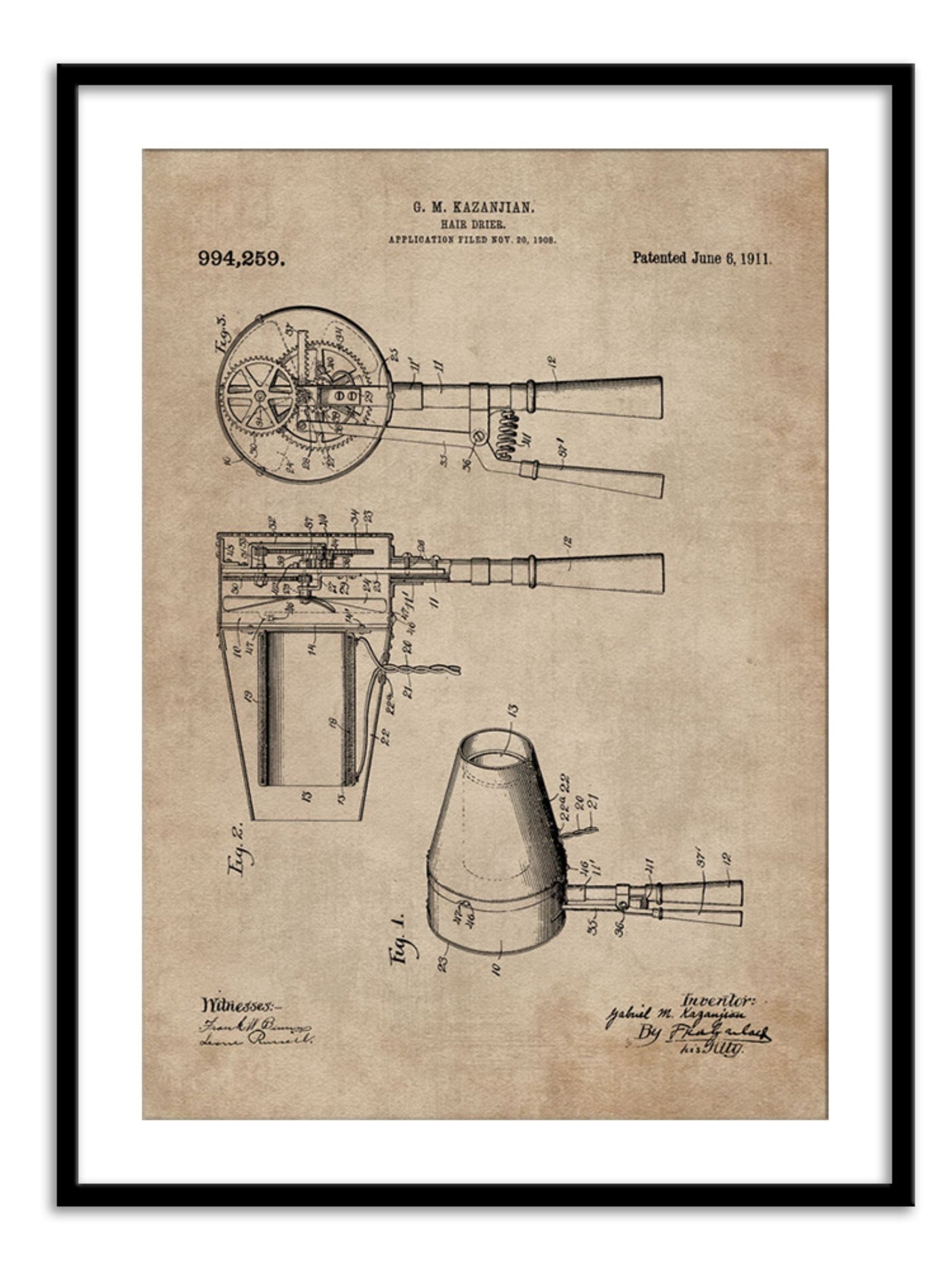 Patent Document of a Hair Dryer Wall Prints