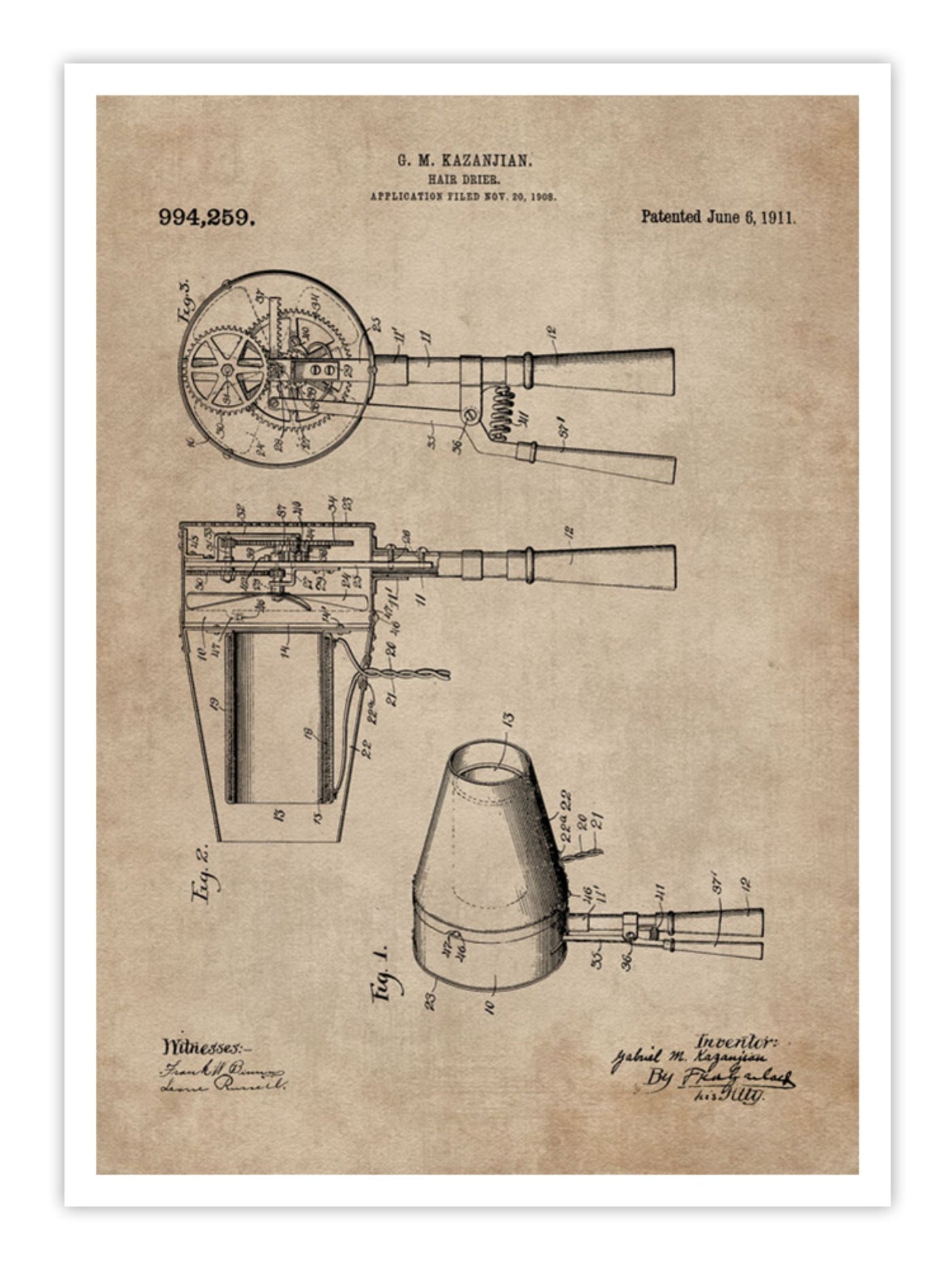 Patent Document of a Hair Dryer Wall Prints