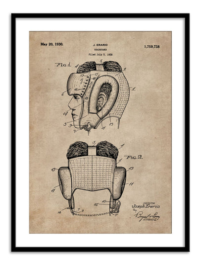 Patent Document of a Headguard for Boxers Wall Prints