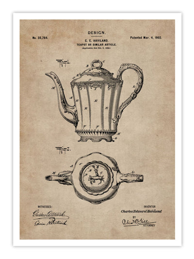 Wall Prints - Patent Document of a Teapot