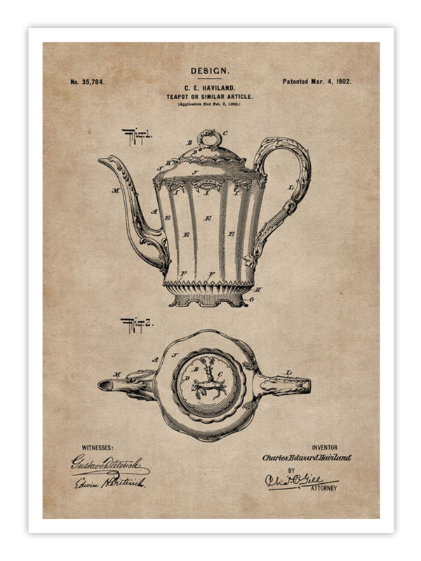 Wall Prints - Patent Document of a Teapot