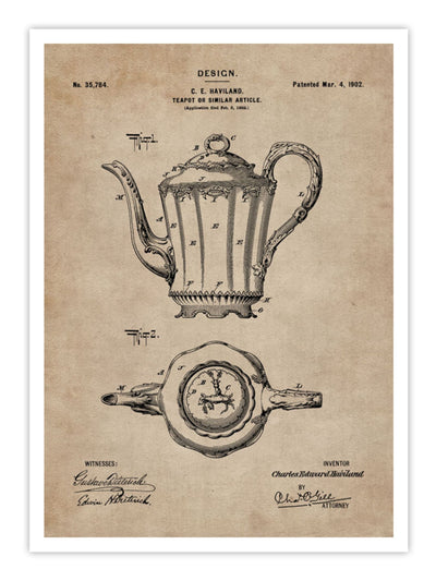 Patent Document of a Teapot Wall Prints