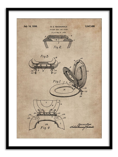 Patent Document of a Toilet Seat & Cover Wall Prints