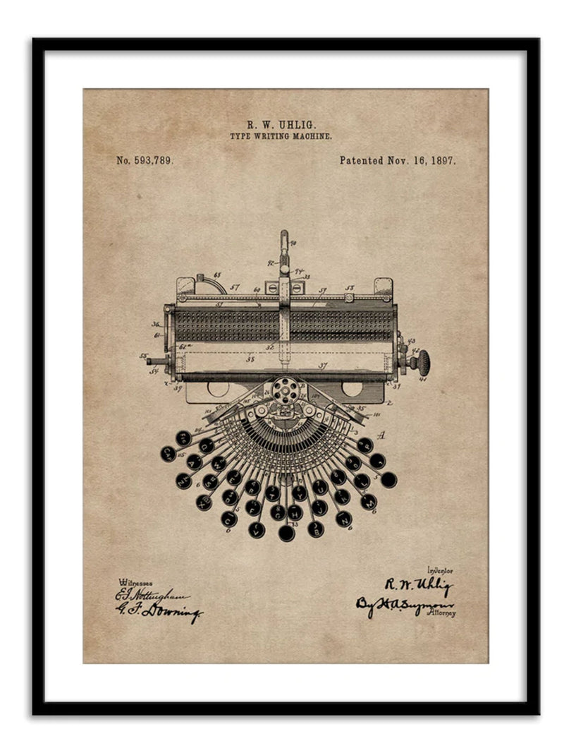 Wall Prints - Patent Document of a Type Writing Machine
