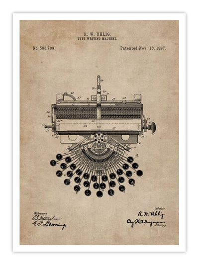 Wall Prints - Patent Document of a Type Writing Machine