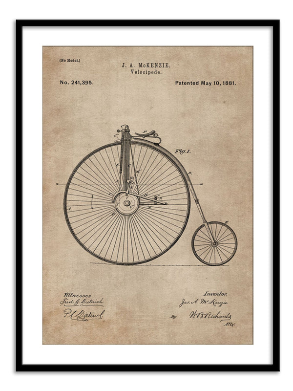 Wall Prints - Patent Document of a Velocipede