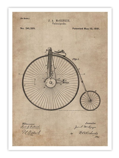 Wall Prints - Patent Document of a Velocipede