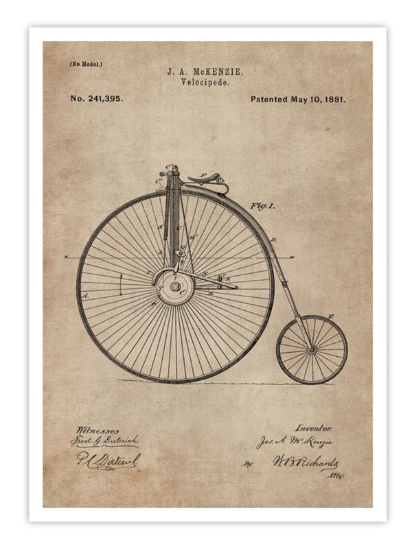 Wall Prints - Patent Document of a Velocipede