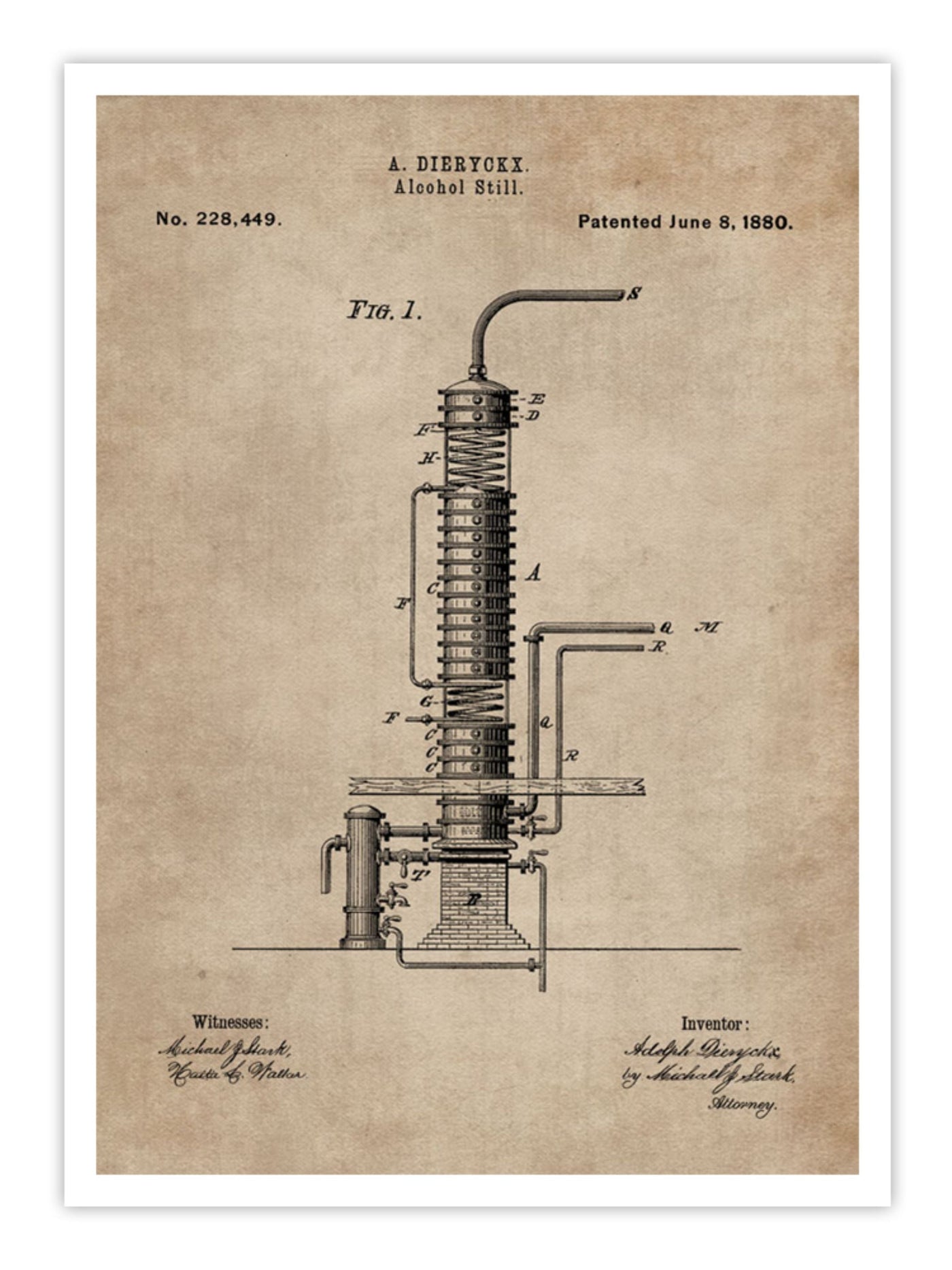 Patent Document of an Alcohol Still Wall Prints