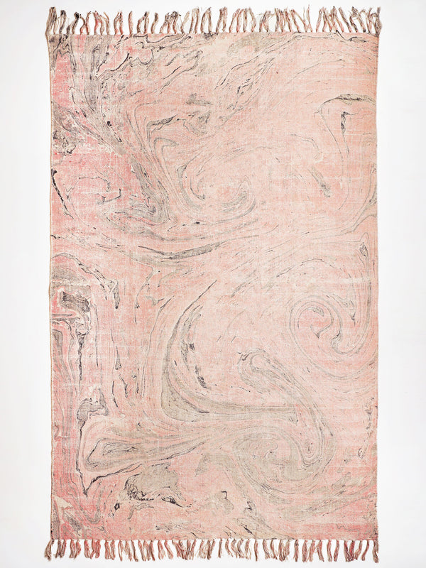 Pink Seashore Marble Cotton Rug