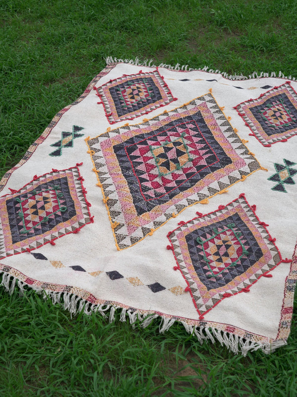 Pitrak Embroidered Cotton Rug