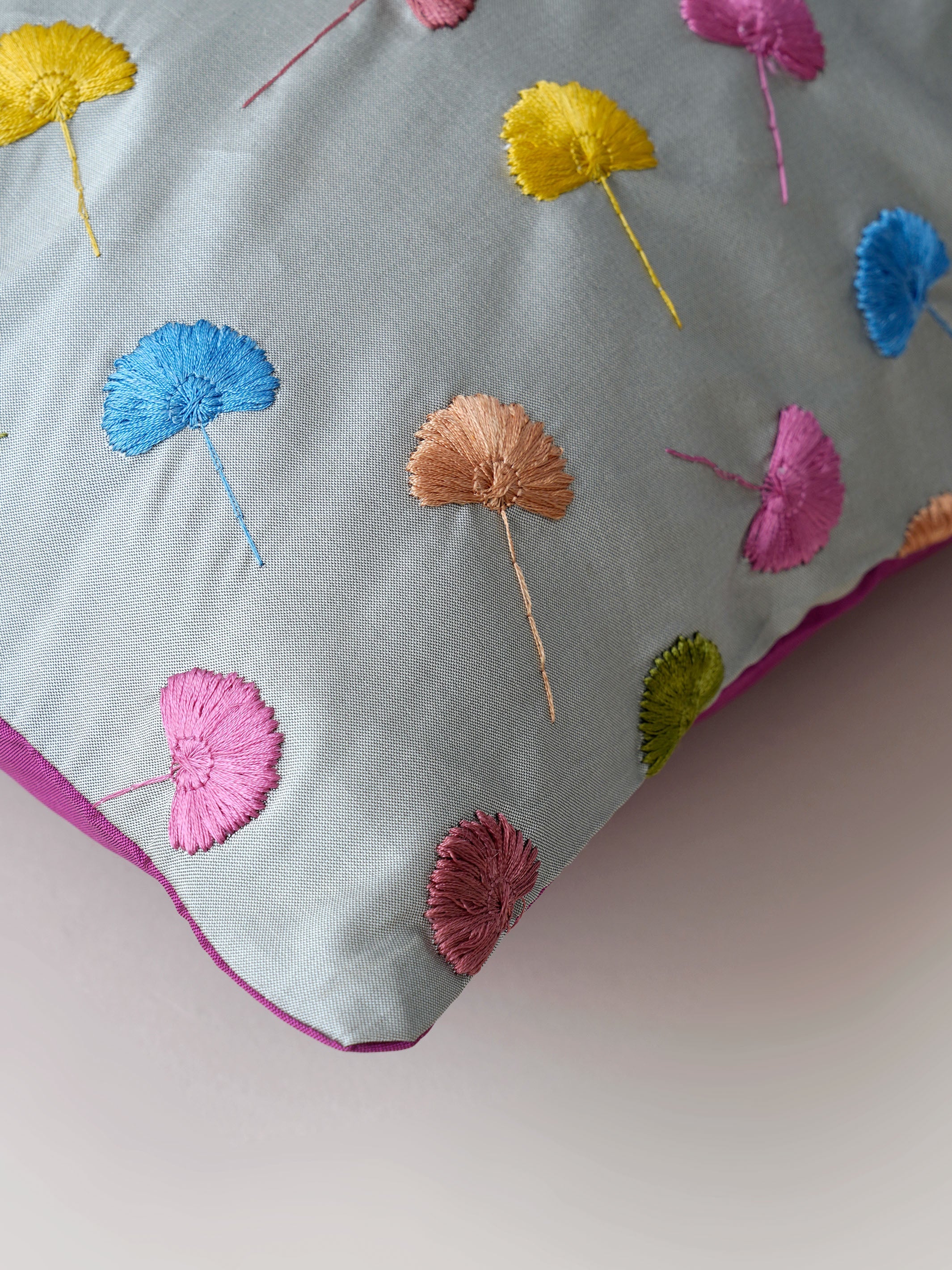 Cushion Cover - Poppy Floral Embroidered