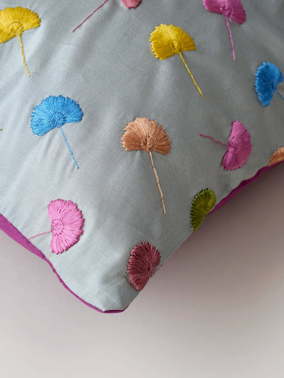 Poppy Floral Embroidered Cushion