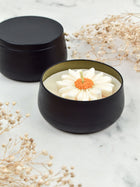White Daisy Flower Soy Wax Candle