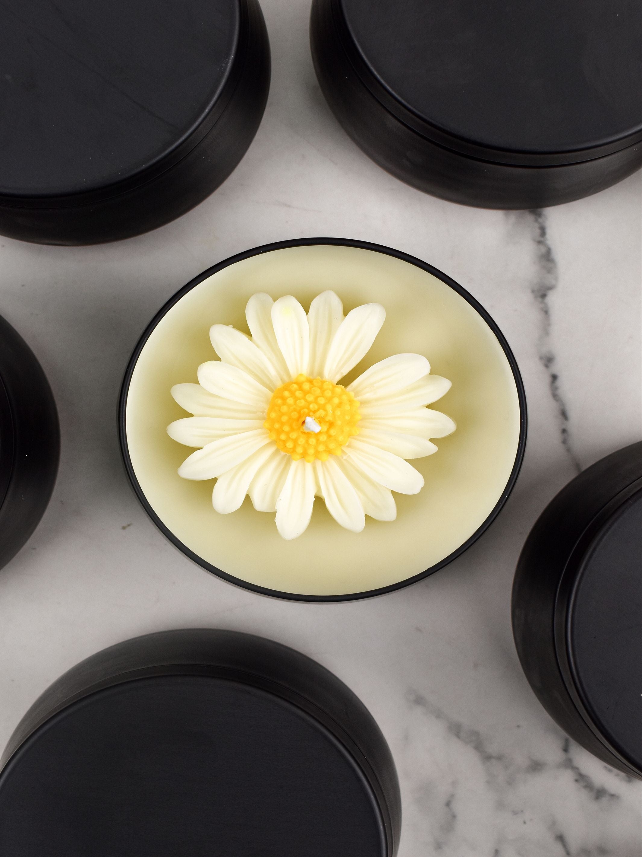 White Daisy Flower Soy Wax Candle