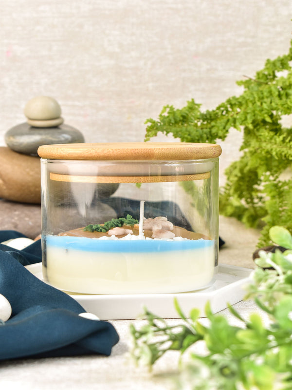 Beach View Glass Candle