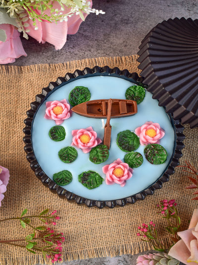 Lotus Pond With Boat Jar Candle