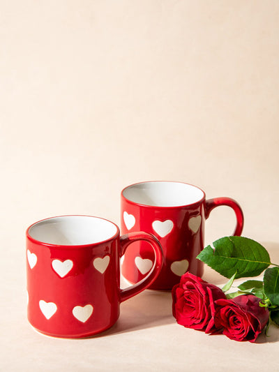 Ceramic Mug Set of 2 - Red Heart