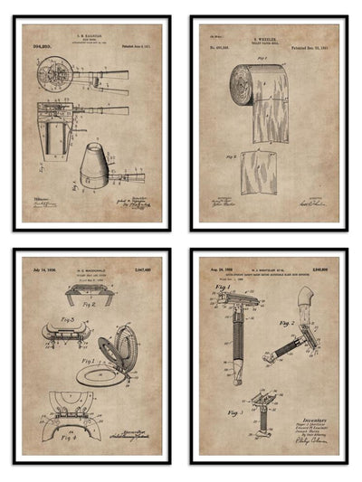 Wall Prints - Restroom Series - Essentials Set of 4