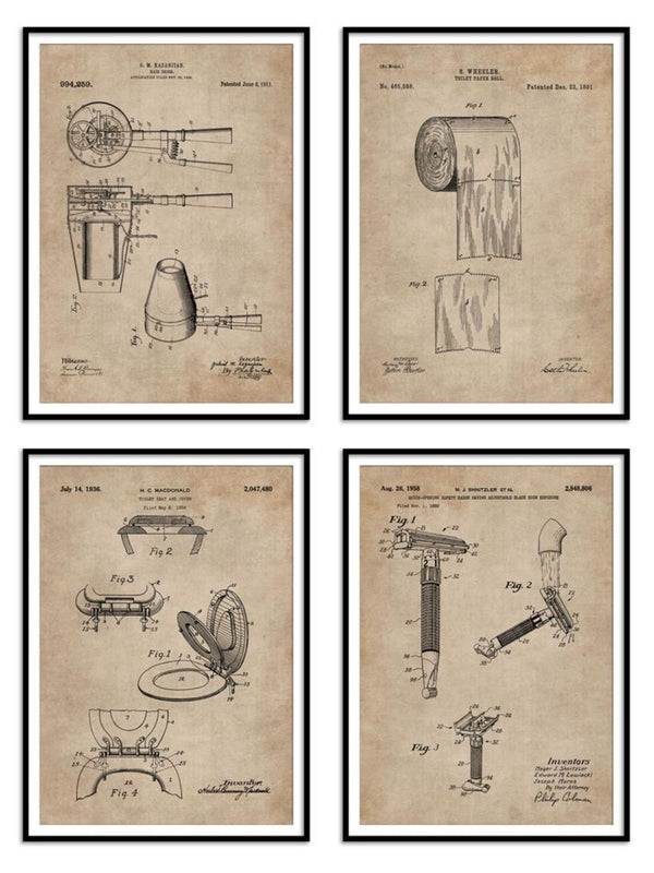 Wall Prints - Restroom Series - Essentials Set of 4