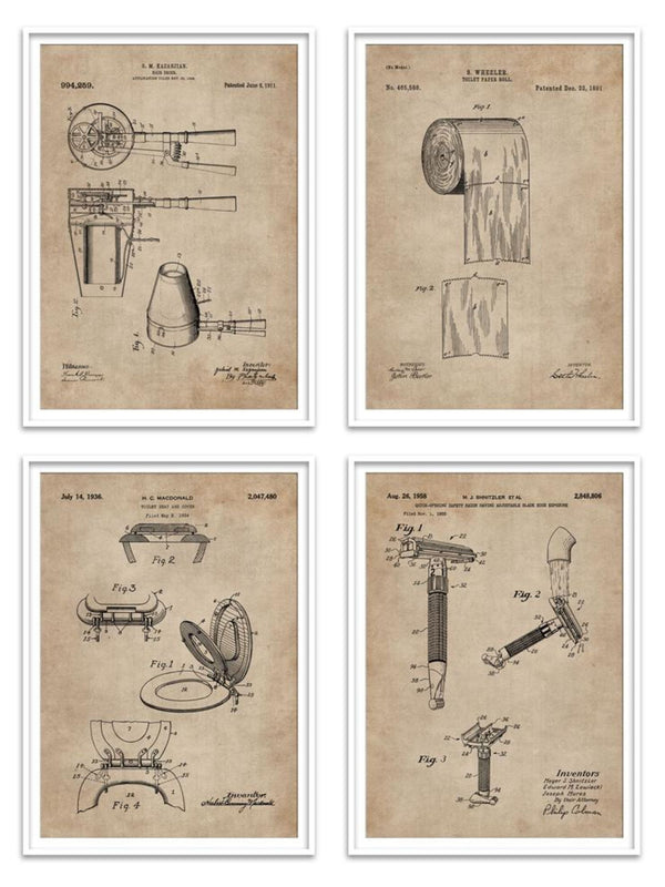 Wall Prints - Restroom Series - Essentials Set of 4