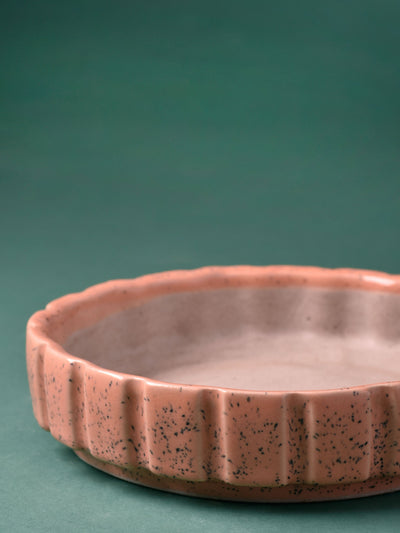 Ribbed Ceramic Tray Planter