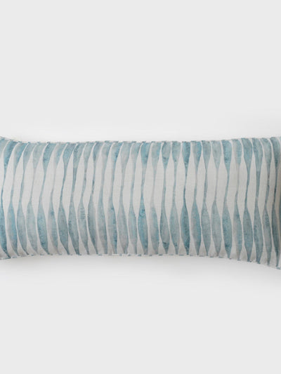 Cushion Cover - Ripple Blue Lumbar Linen