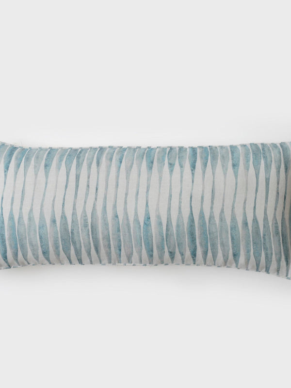 Cushion Cover - Ripple Blue Lumbar Linen