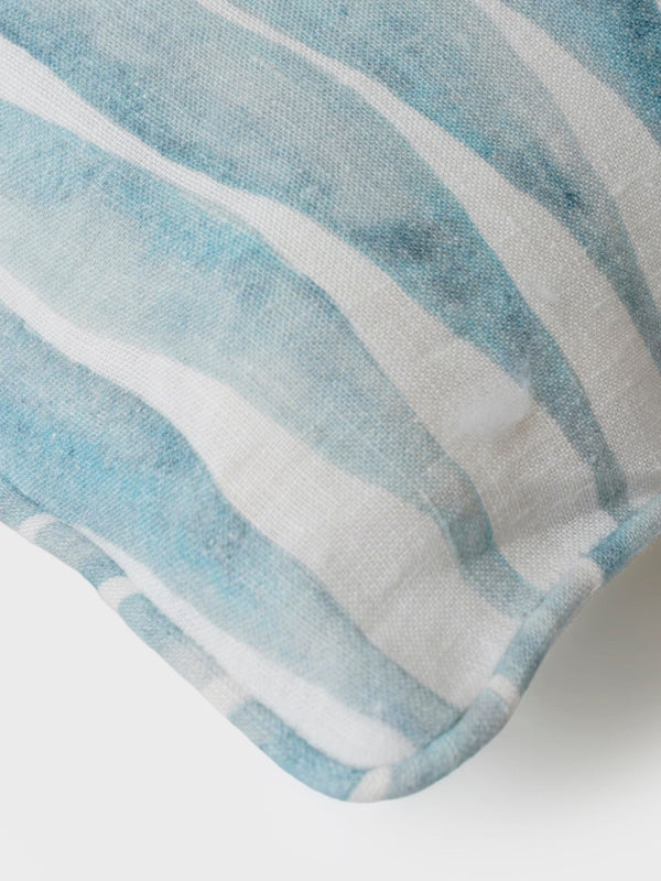 Cushion Cover - Ripple Blue Oblong Linen