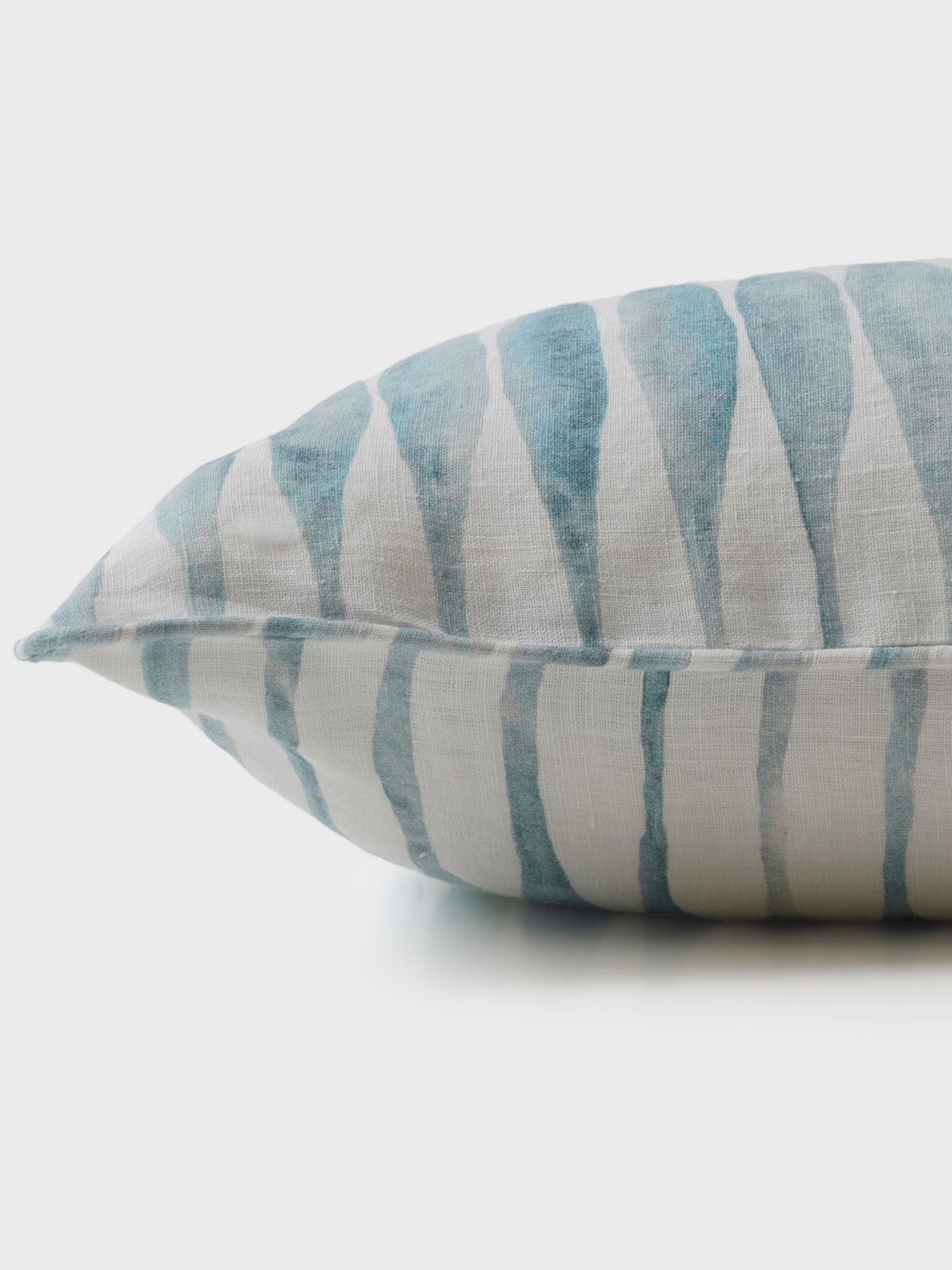 Cushion Cover - Ripple Blue Lumbar Linen