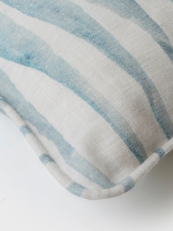 Cushion Cover - Ripple Blue Lumbar Linen