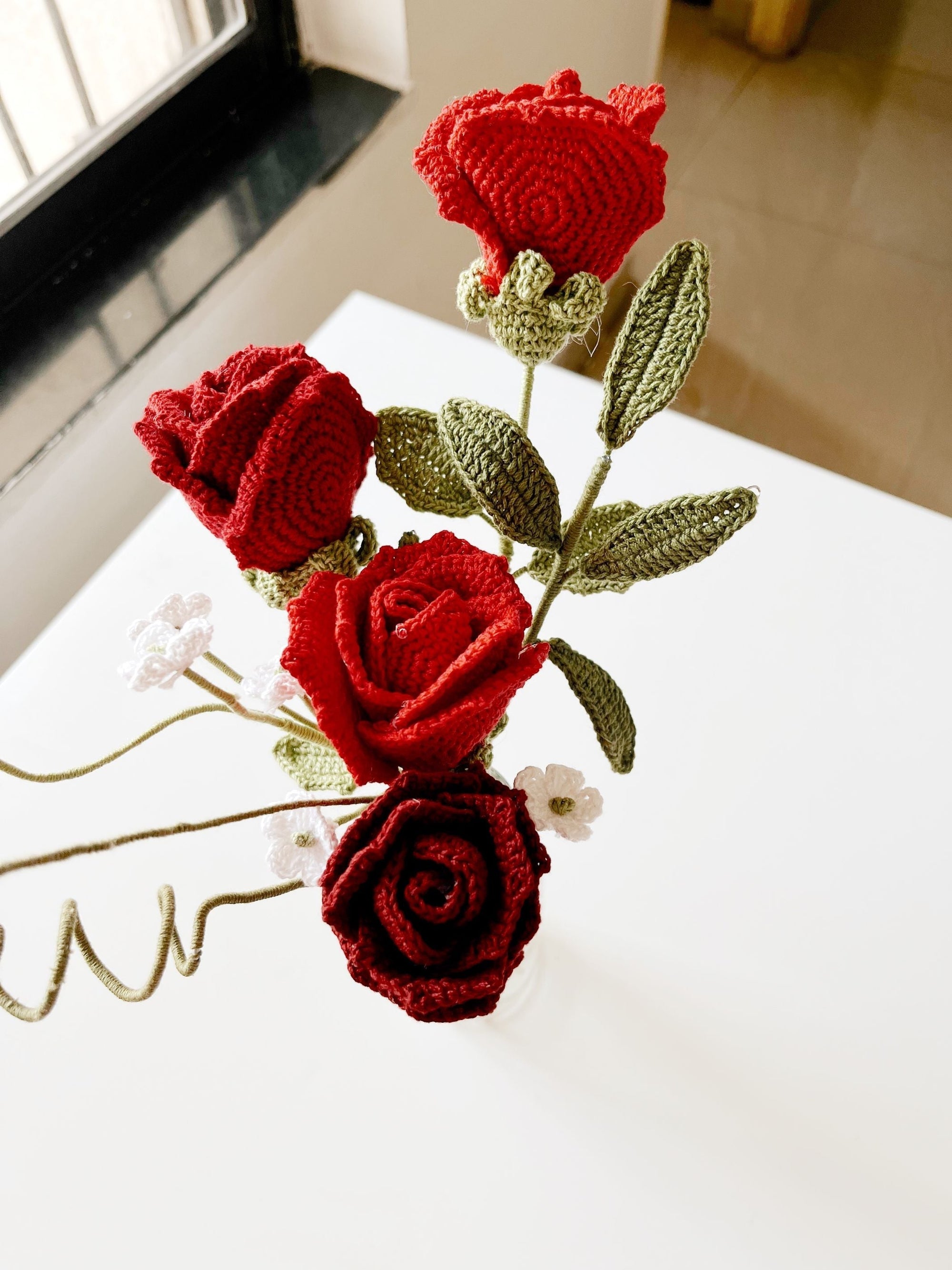 Crochet Red Charm Bouquet
