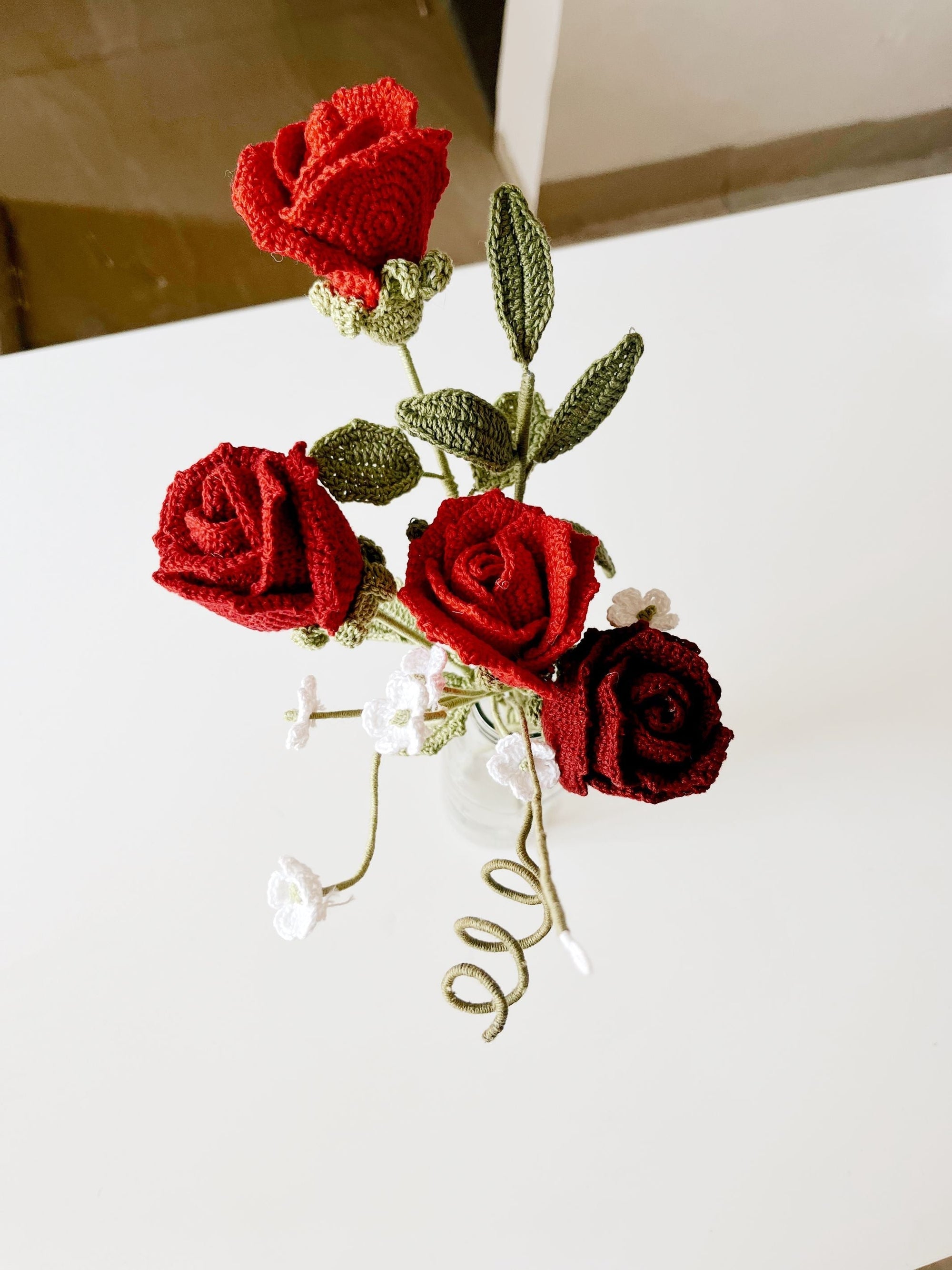 Crochet Red Charm Bouquet
