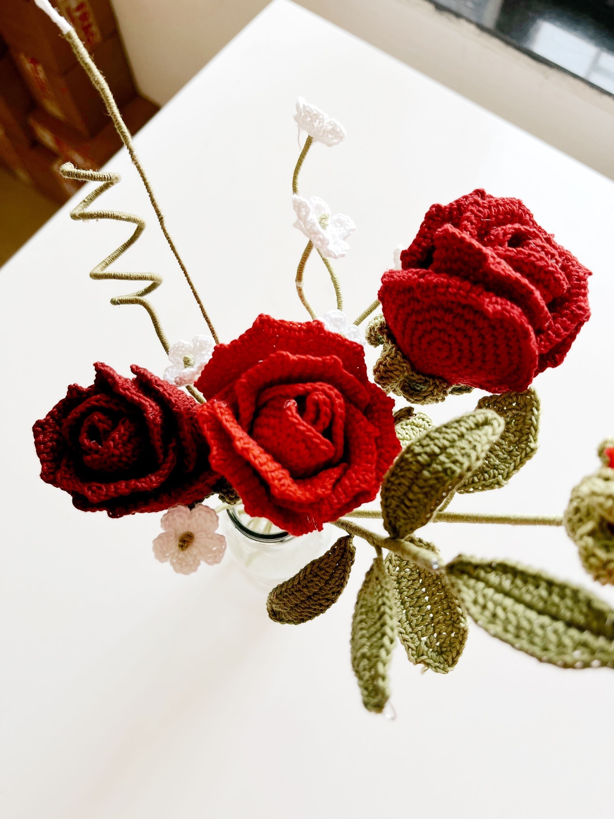 Crochet Red Charm Bouquet