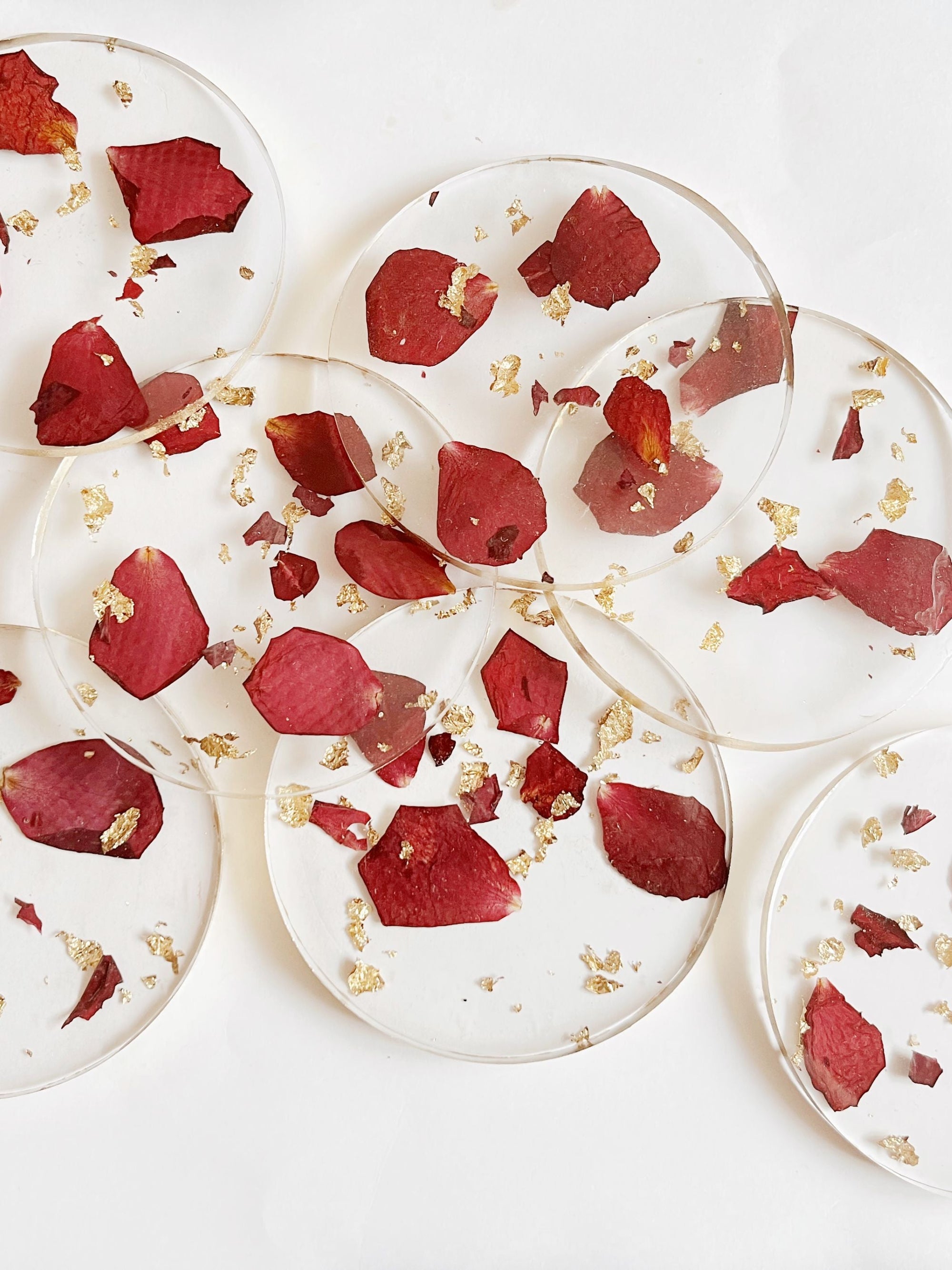 Resin with Rose Petal Coasters (set of 2)
