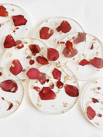 Resin with Rose Petal Coasters (set of 2)