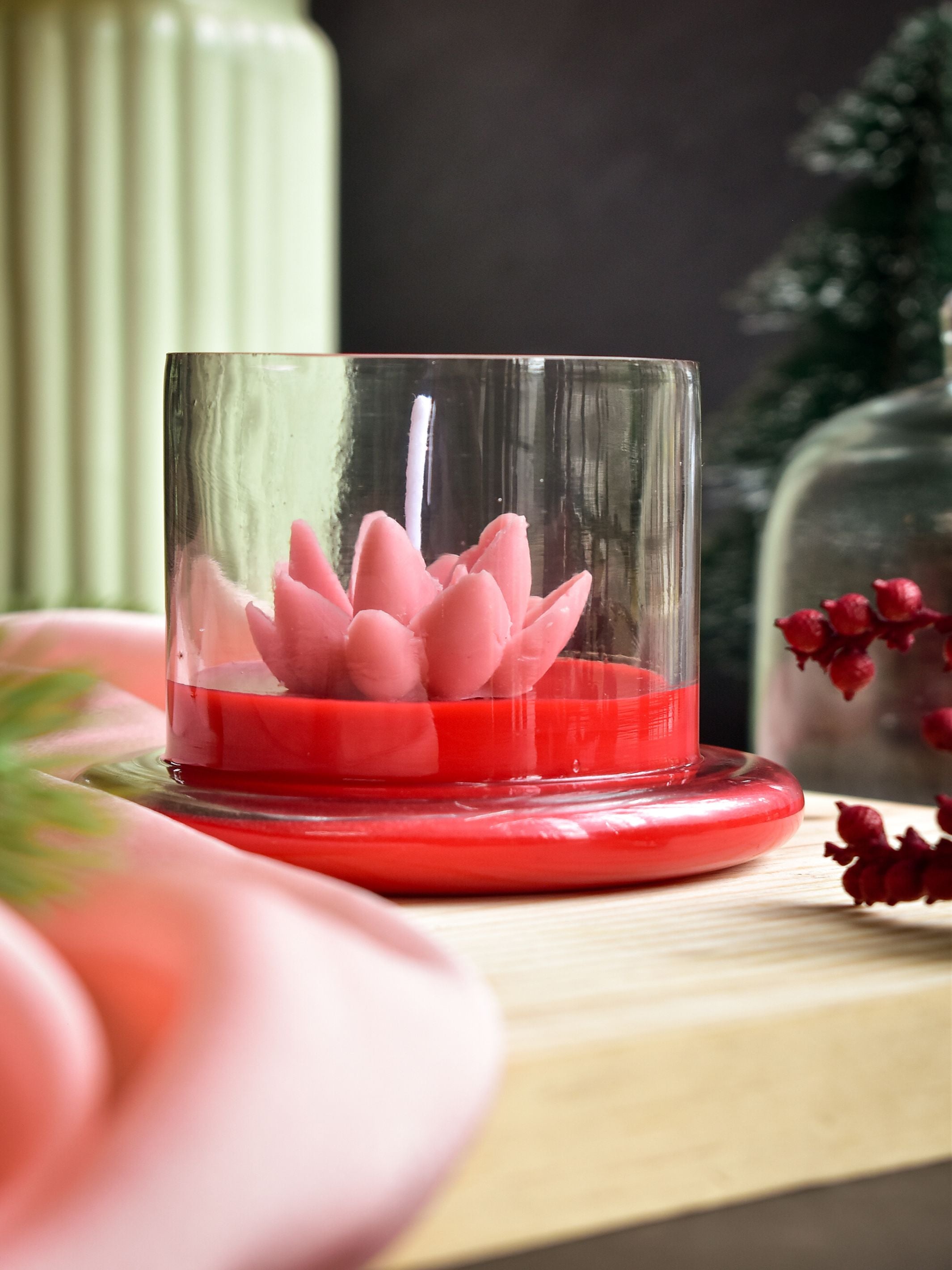 Rose Succulant Candle
