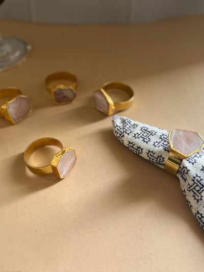 Napkin Rings Set of 6 - Rosequartz Crystal