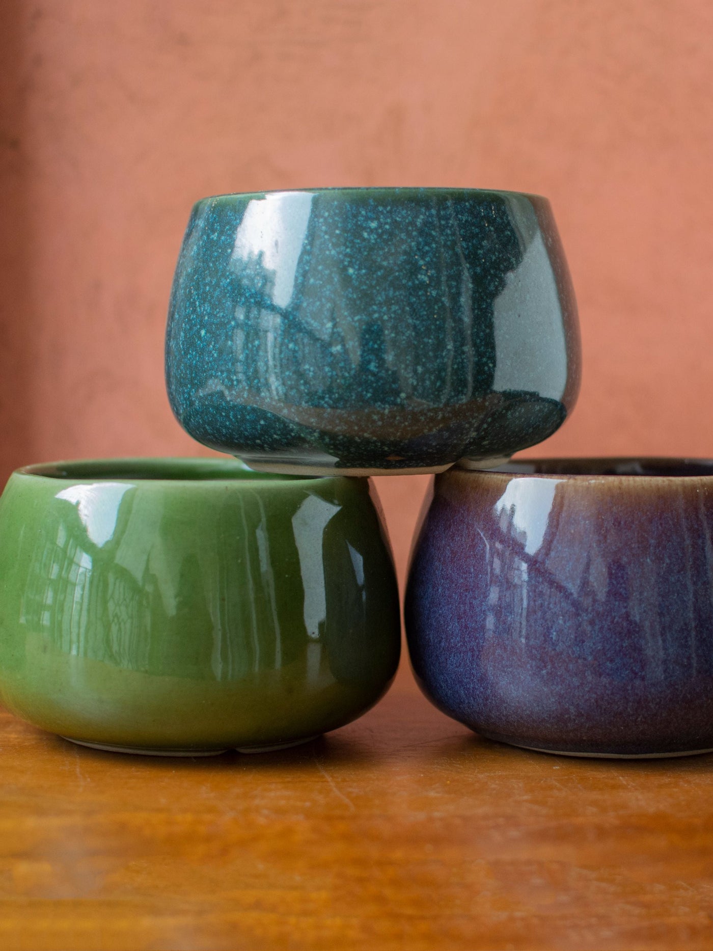Round Ceramic Bonsai Planter Set of 3