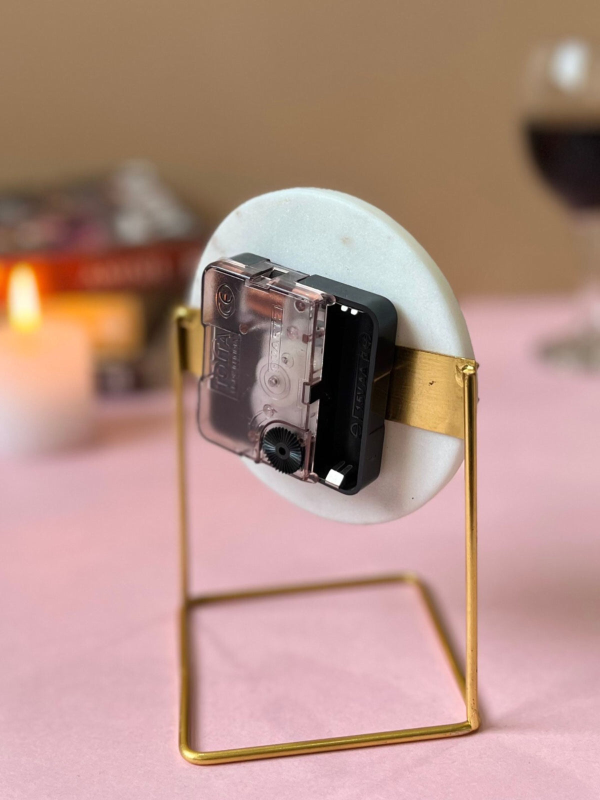 Round Clock Computer Table Clocks | Round Marble Desktop Clock With Stand