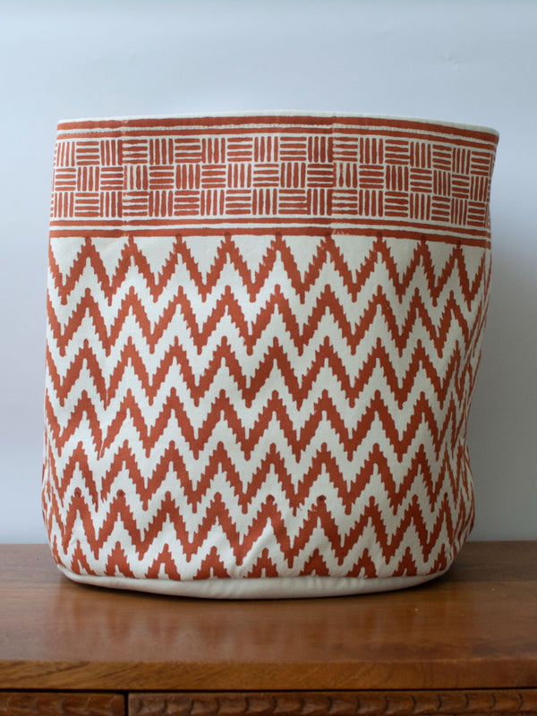 Rust Chevron Cotton Basket Large