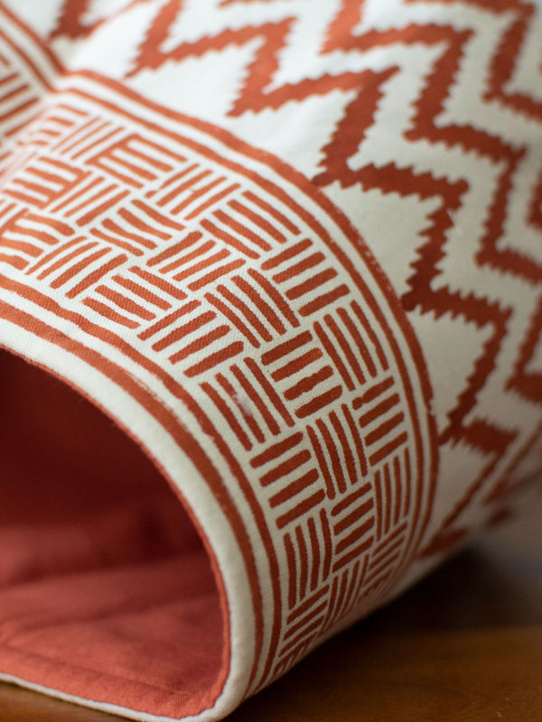 Rust Chevron Cotton Basket Large