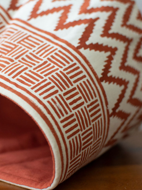 Rust Chevron Cotton Basket Small