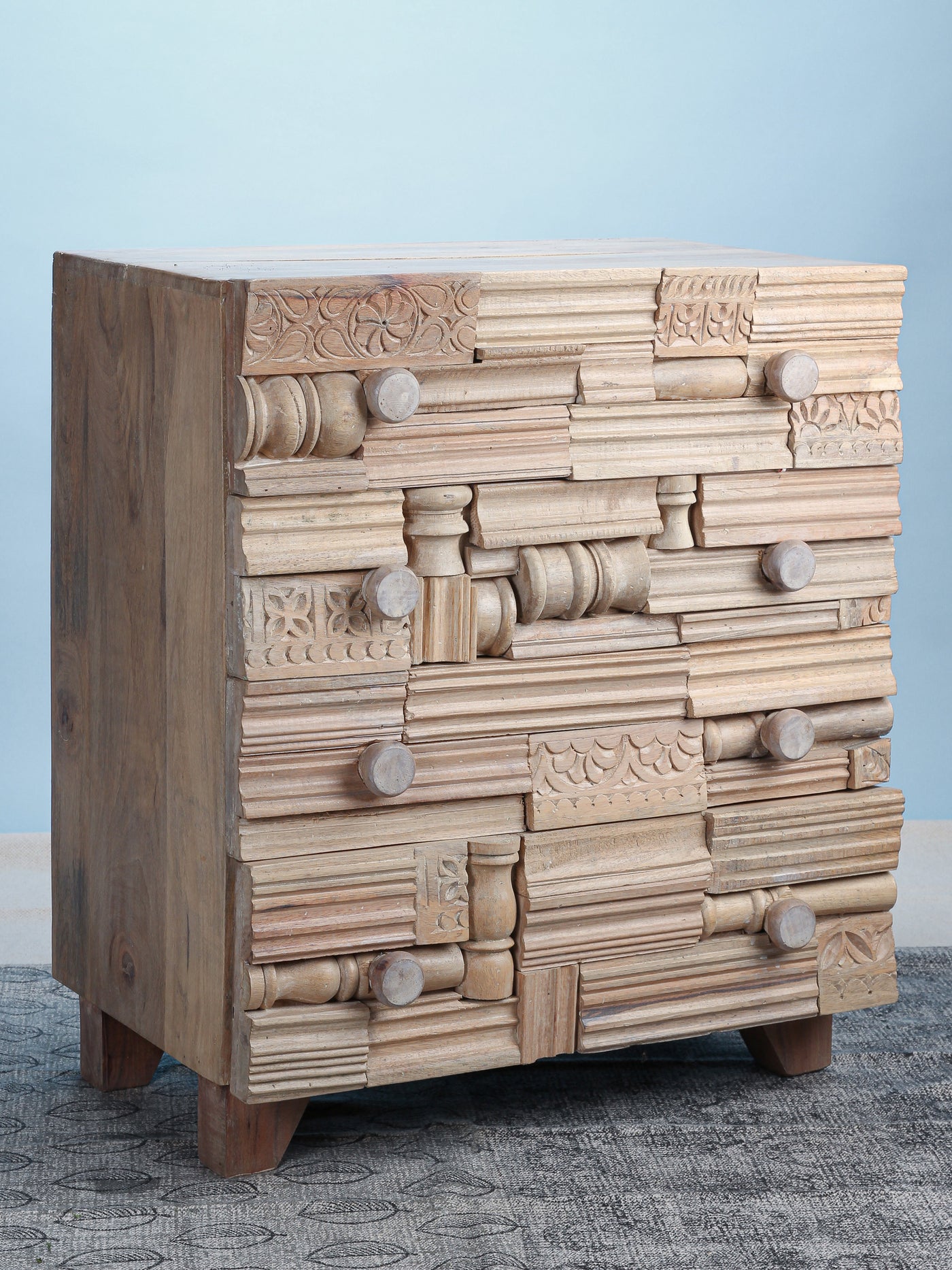 Rustic Hand-Carved Chest of Drawers