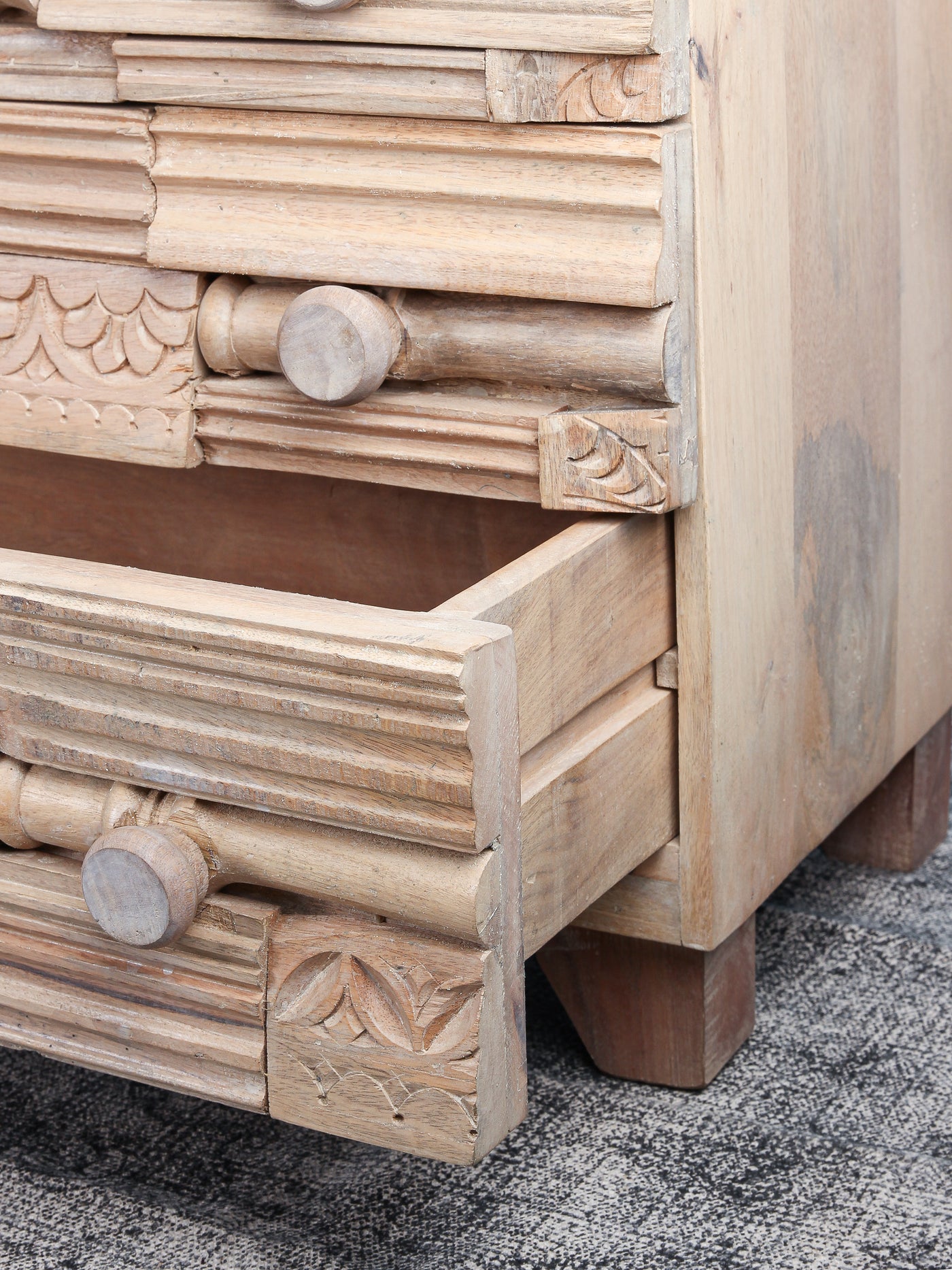 Rustic Hand-Carved Chest of Drawers