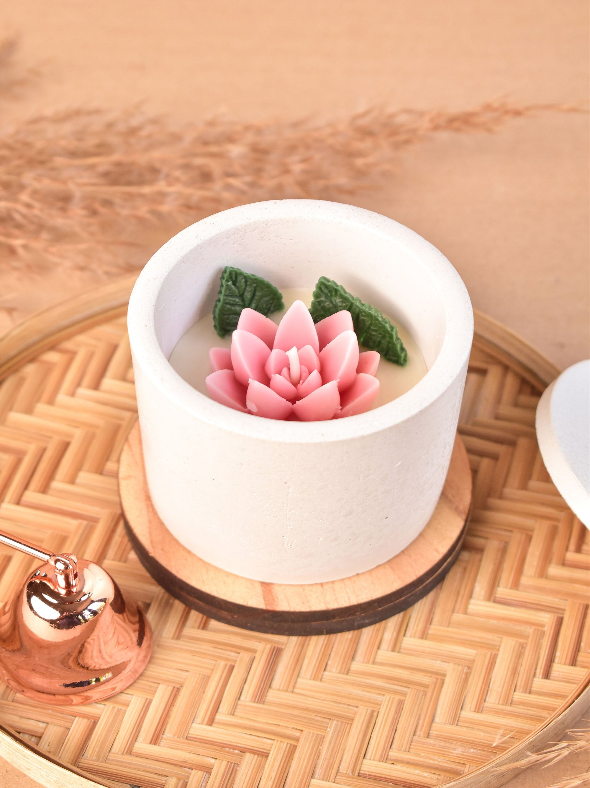 Lotus Candle In Concrete Jar
