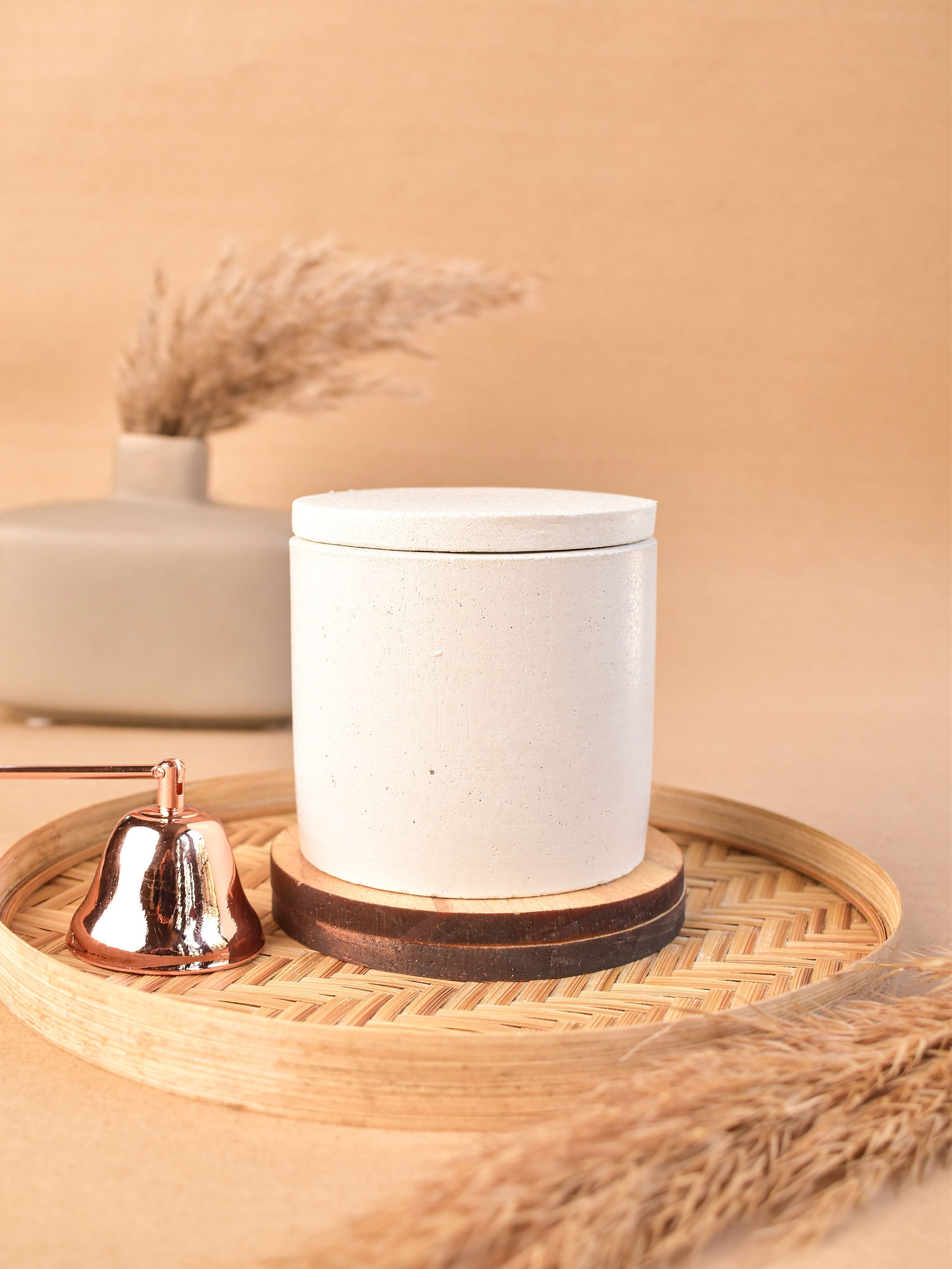 Lotus Candle In Concrete Jar