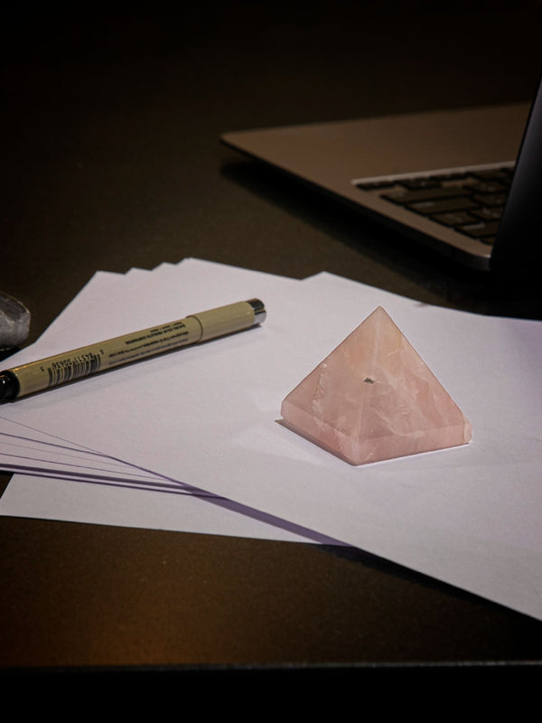 Semi Precious stone Paper Holder - Pyramid Rose